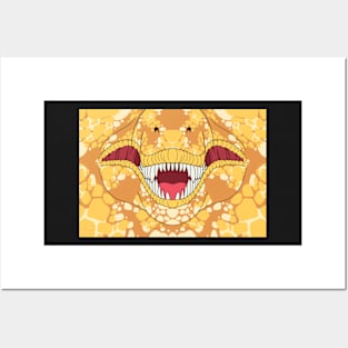 Golden T-Rex Face Posters and Art